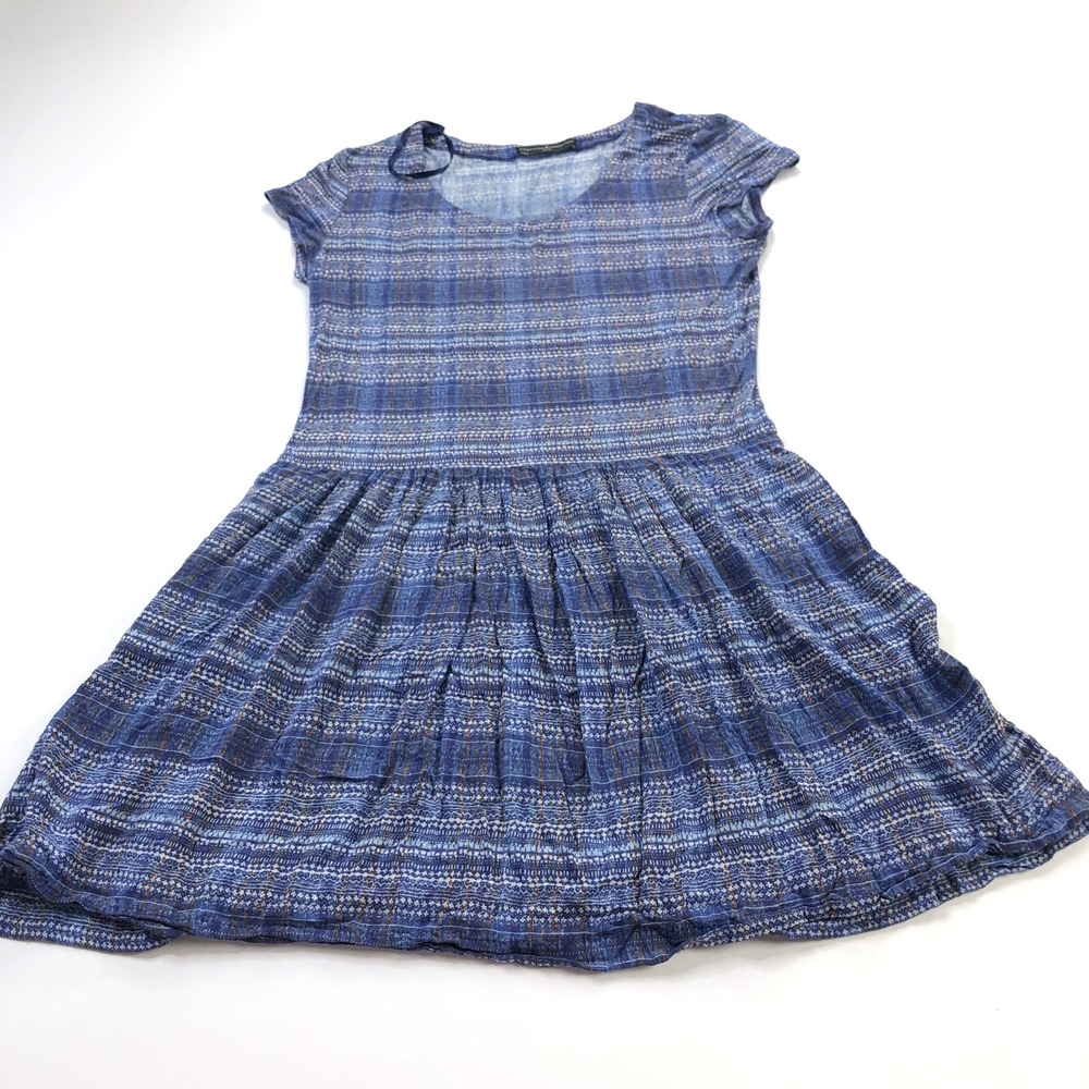 Peruvian Connection Med A-Line Jersey Mini Viscose Dress Blue All Over Print